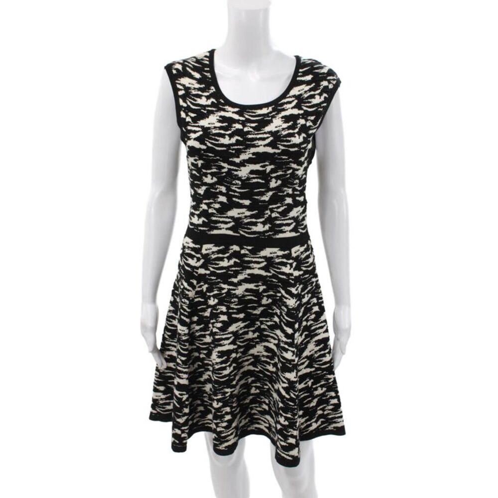 Milly Womens Black Fit & Flare Scoop Neck Knee Length Dress Size S